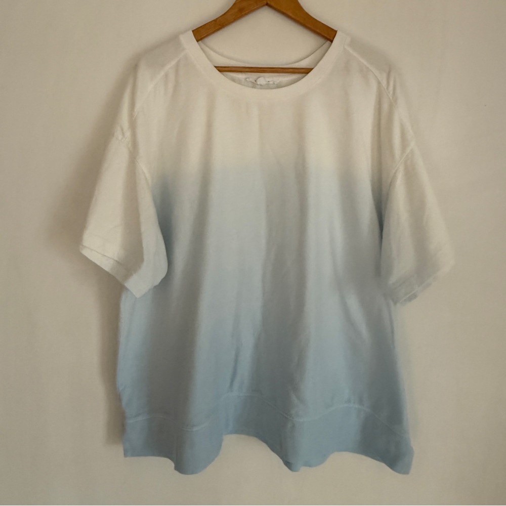 Jane + Delancey Women Blue Round Neck Short Sleeve Pullover Shirt Plus Size 2X